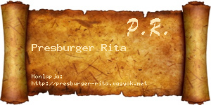 Presburger Rita névjegykártya